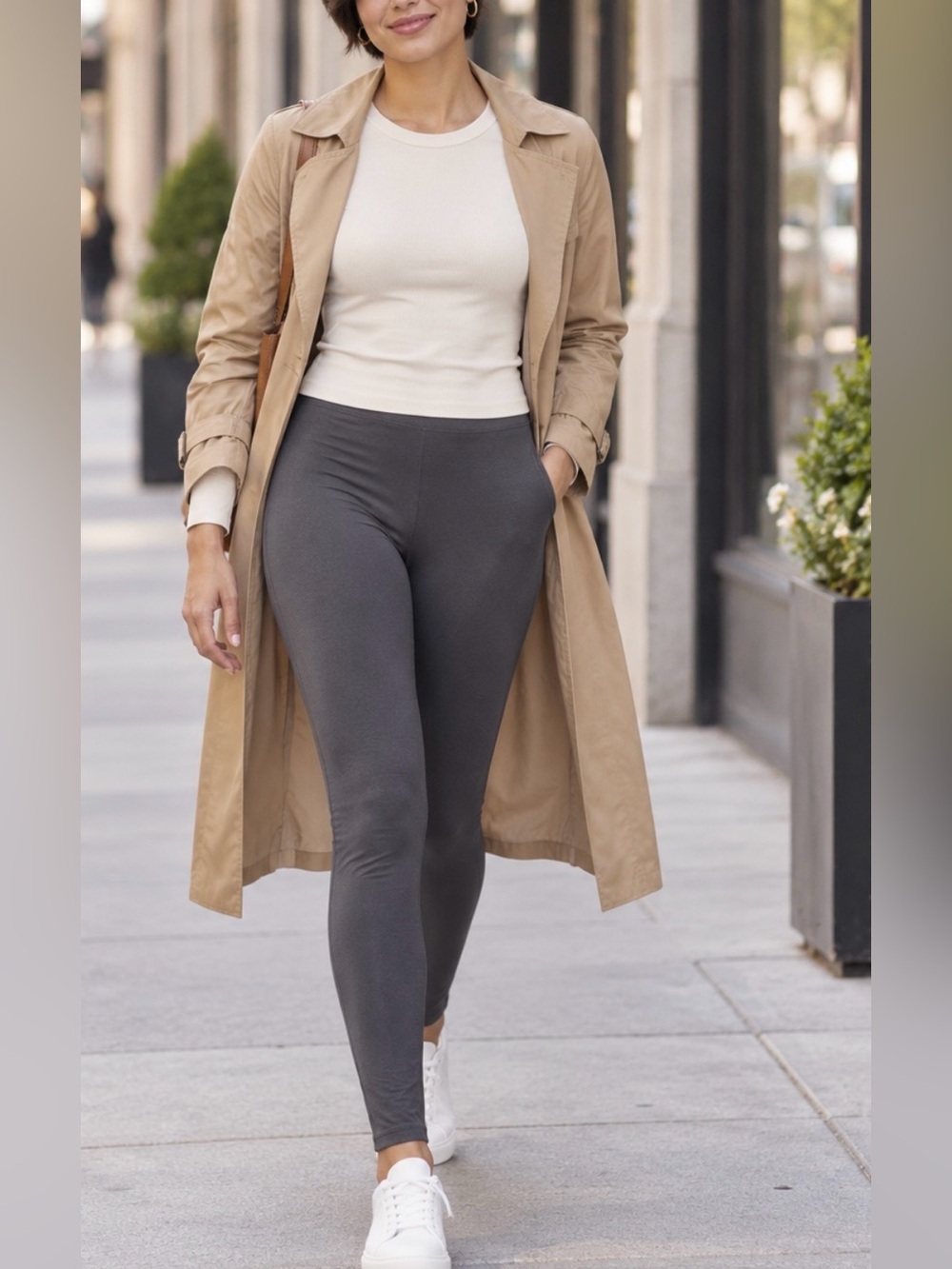 Felina Dark Slate - High-Rise Leggings with Smooth Finish